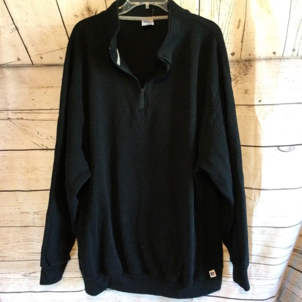 Russell Athletic Men's Black Half-Zip Heavy Sweater Sweatshirt Size 3XL